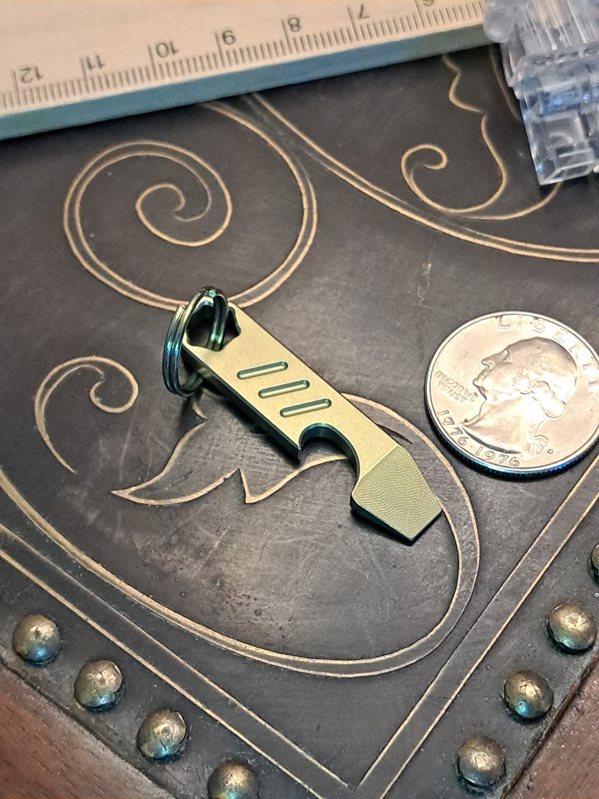 Mini EDC Anodized Gold Titanium Keychain Bottle Opener