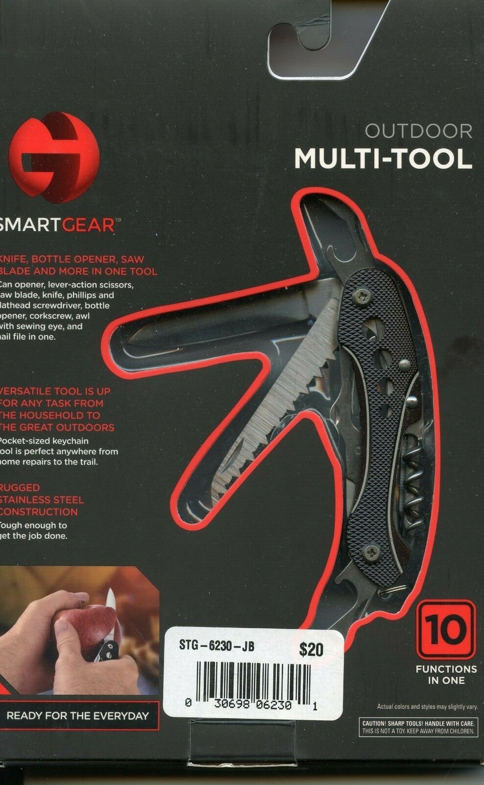 SmartGear Multi-Tool 10 Function Outdoor Pocket Tool Black New in box