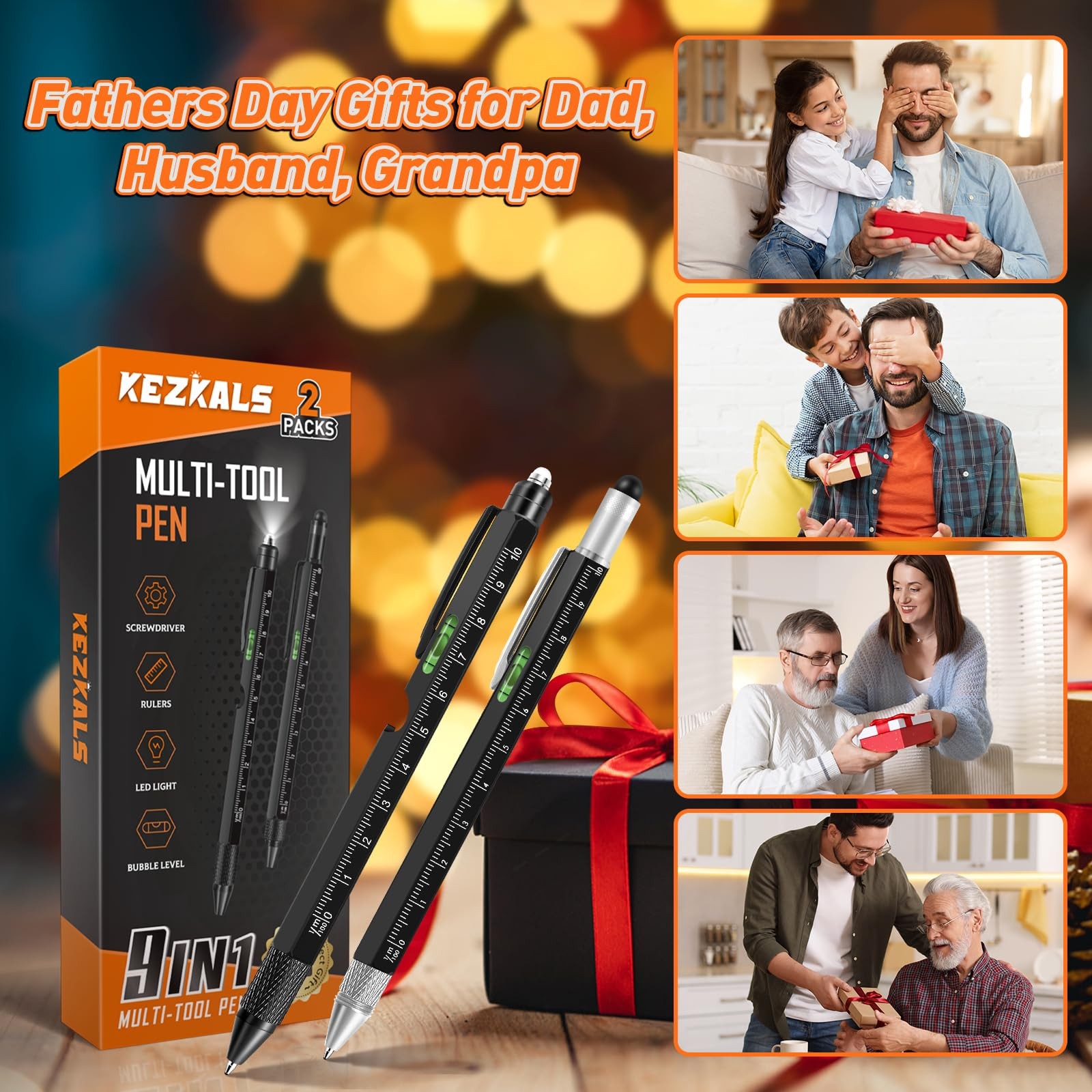 Fathers Day Mens Gifts for Husband Dad, 9 in 1 Multitool Pen Set Gifts for Me…
