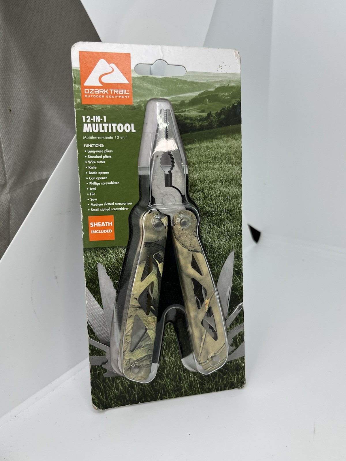 Ozark Trail 12-in-1 Multi-Tool Camo Mossy Oak Pocket Knife Pliers Sheath NEW