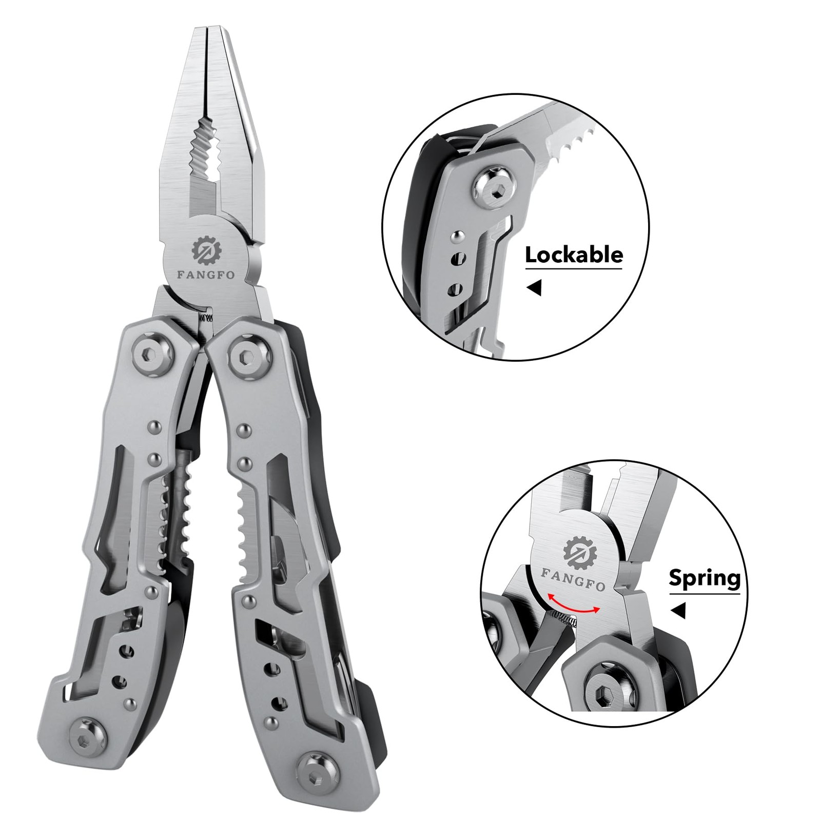 14-In-1 Multitool Pliers，Premium Portable Multi Tool Pocket Size, Silver Grey