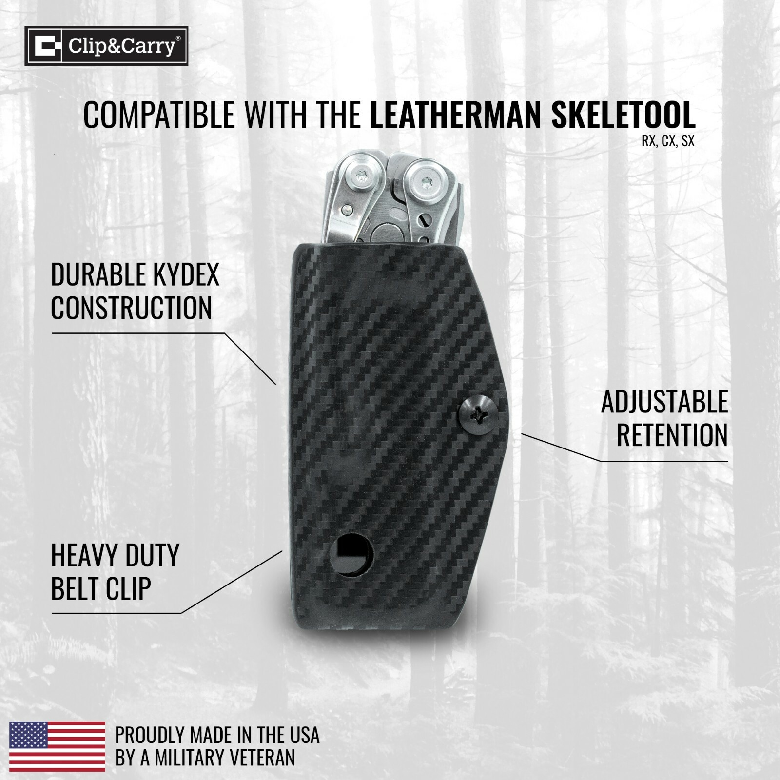 Clip & Carry Kydex Sheath Holder Cover for LEATHERMAN SKELETOOL Multi-Tool Tool