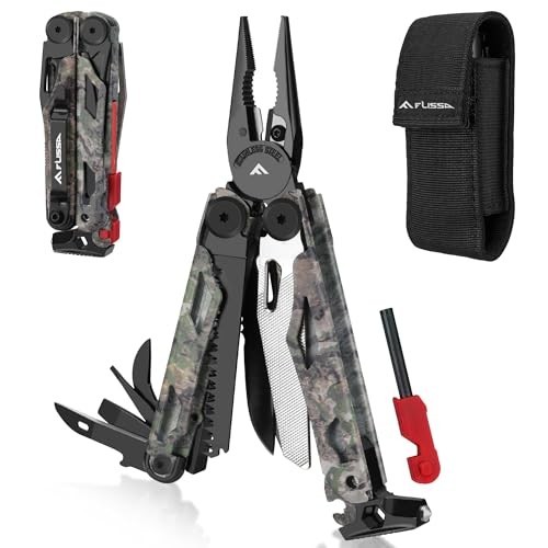 18-in-1 Camo Multitool Pliers with Fire Starter, Whistle & Sheath – EDC Gear for