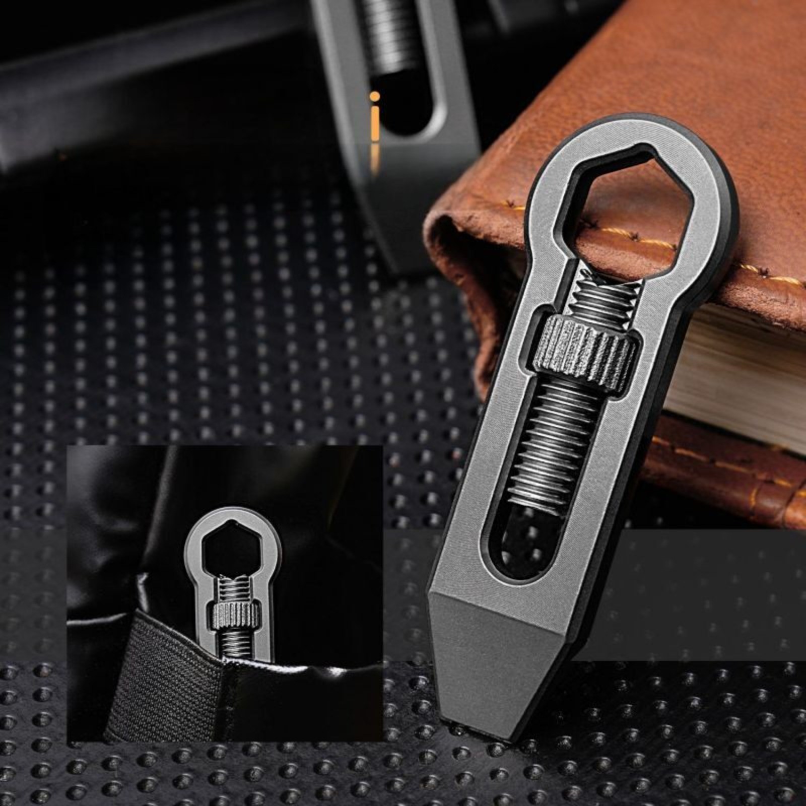 EDC Mini Titanium Adjustable Wrench Pry Bar Crowbar Pocket Multi Tools Keychain