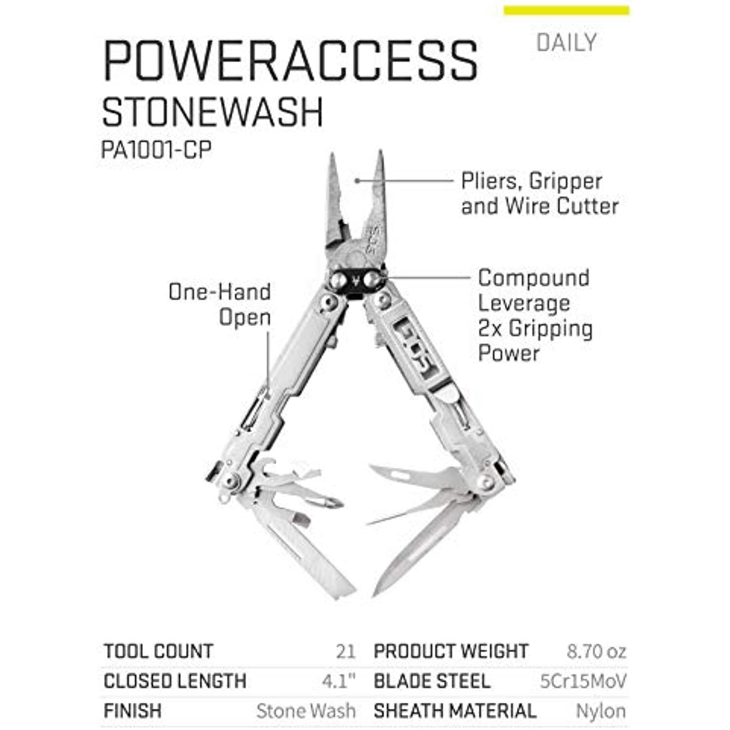 SOG PowerAccess Multi-Tool Pliers with 2.4 inch Folding Knife – Lightweight EDC