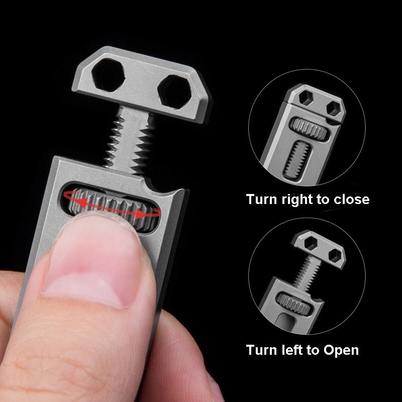 New EDC Titanium Mini Multi Tools Adjustable Wrench Pocket Pry Crowbar with Bits