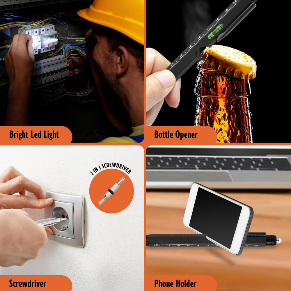 9 in 1 Multifunction Ballpoint Pen with Modern Handheld Tool Measure Technical