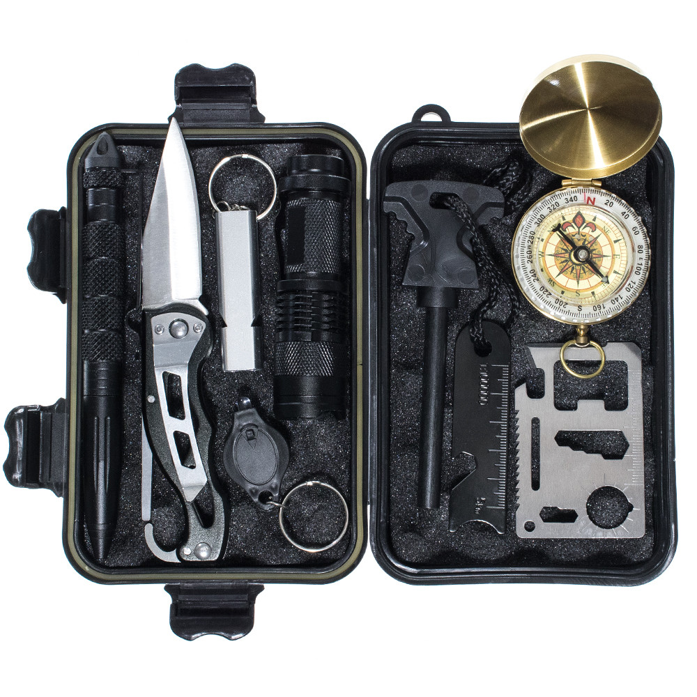 10 in 1 Survival Emergency Outdoor Multi Tool Kit – Great for Camping & Hiking