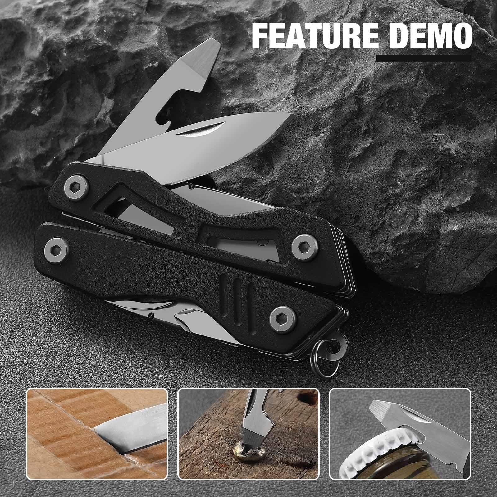 VIRENKNIFE Mini EDC Multitool,13-in-1 Stainless Steel Multi Tool Pliers with …