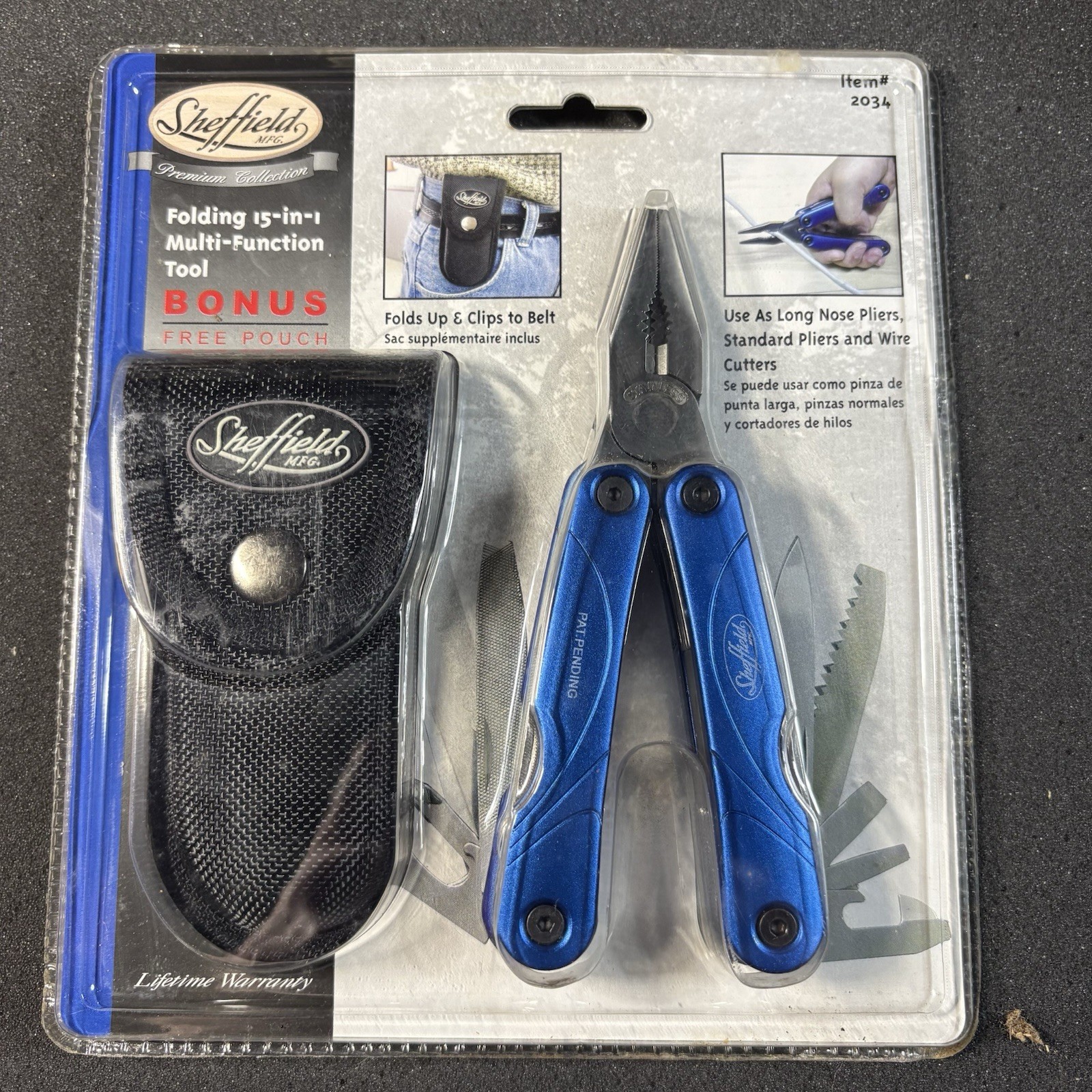 Sheffield Multi Tool 15 in 1 Stainless Steel w/ Pouch NEW Model 42208 Pliers