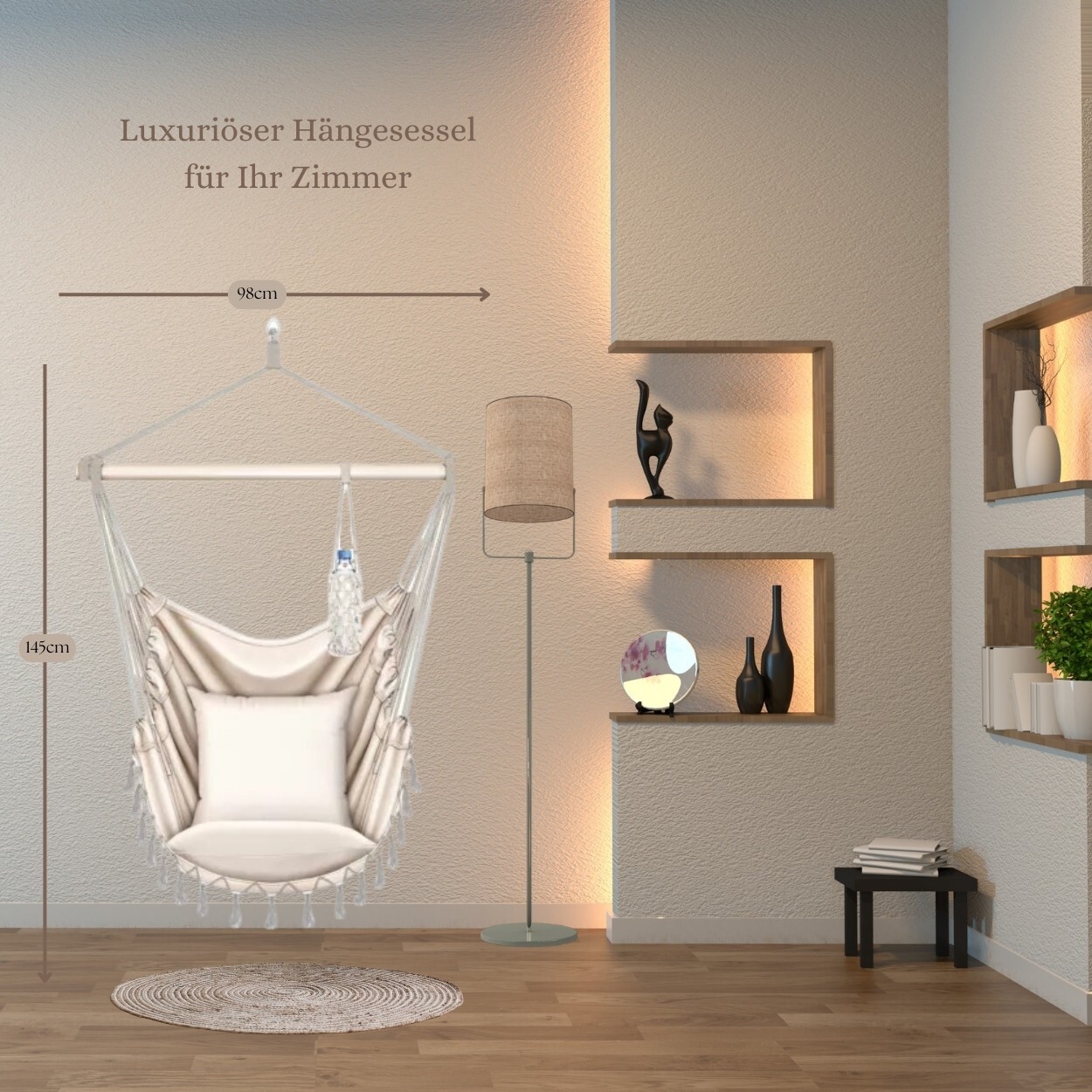 Hanging Chair with 2 Cushions – Comfortable Hanging Chair & Relax Swing for Indoor & Out
