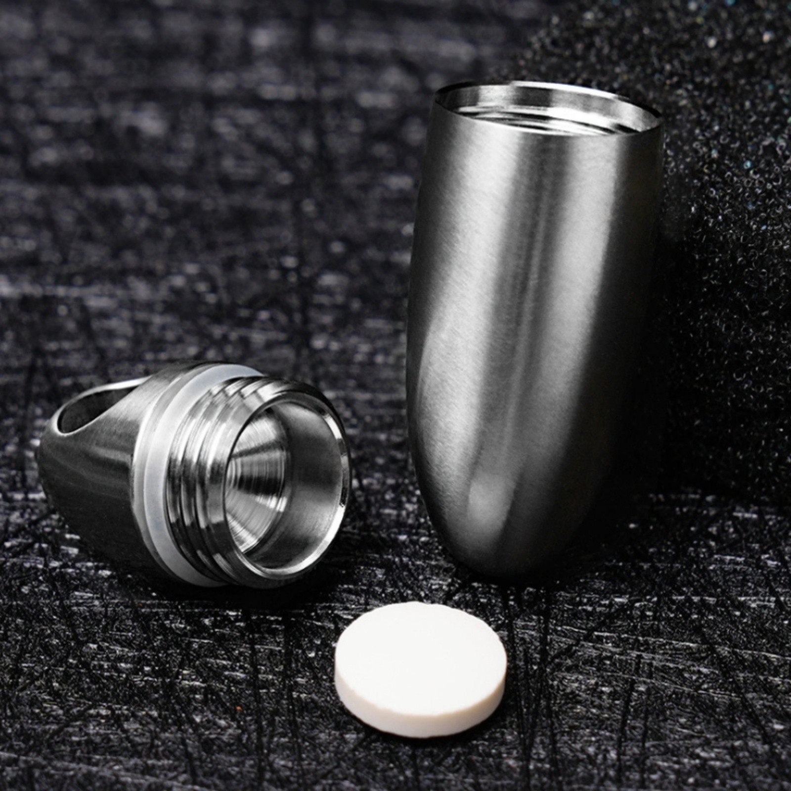 Titanium Alloy Waterproof Capsule Pill Box Keychain Travel EDC Tool Portable