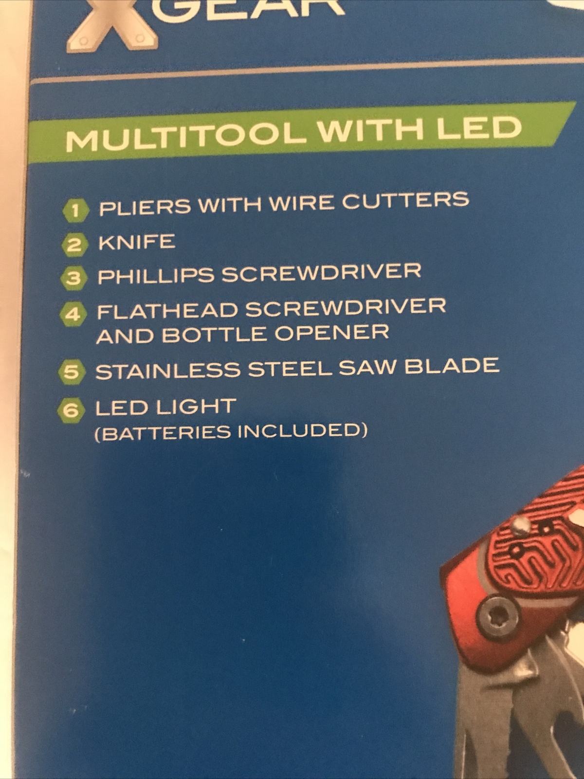 X-Gear 8 Tool Men’s Multi-Function Tool w/Led Light Retails $20 Black (2-PO-112)