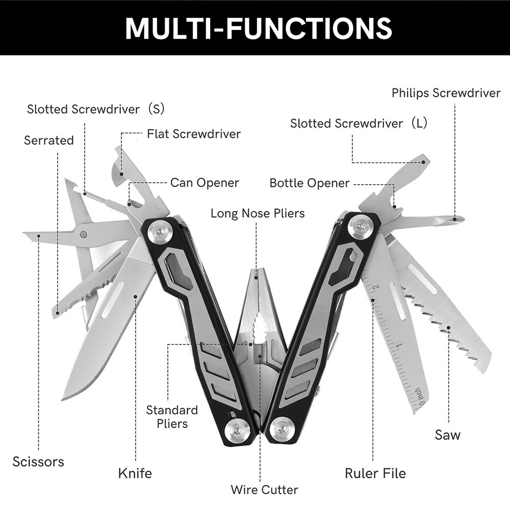 16-in-1 Multi-Tool Pliers Valentine’s Day Gift for Him, Pocket Camping Tools