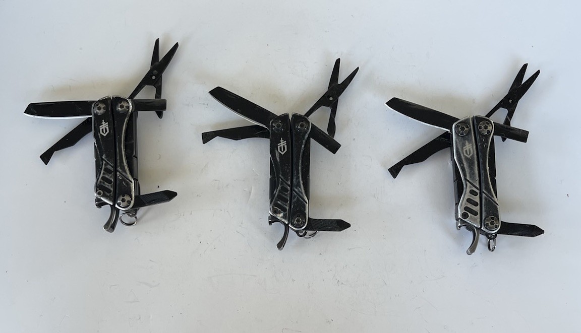Lot 3 Gerber Dime Mini Multitools, Black, Good Condition, Plain Edge, Fast Ship!
