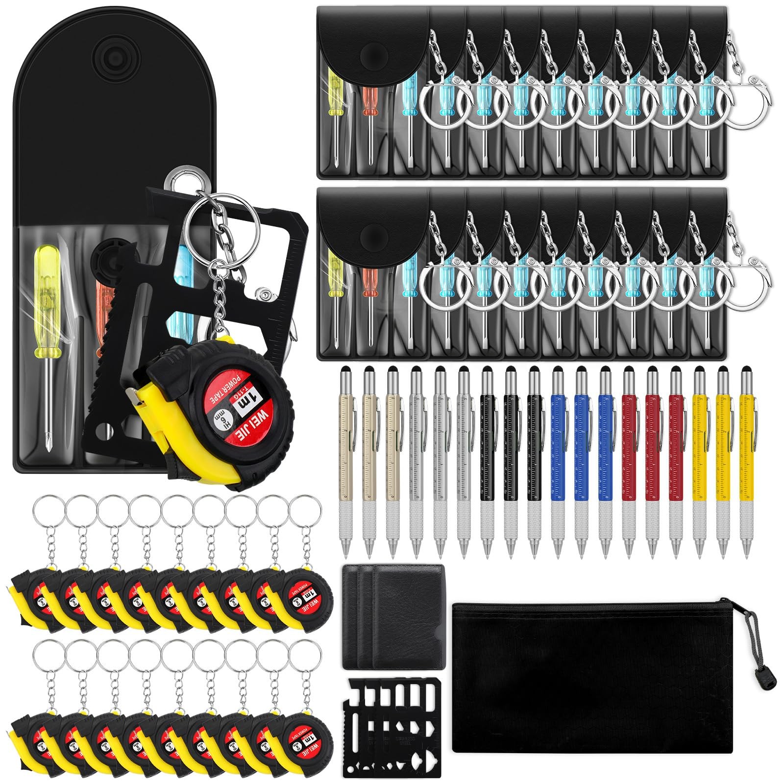 25 Pcs Mini Tape Screwdriver Keychain Set Bulk Father’s Day Men Gifts Multito…
