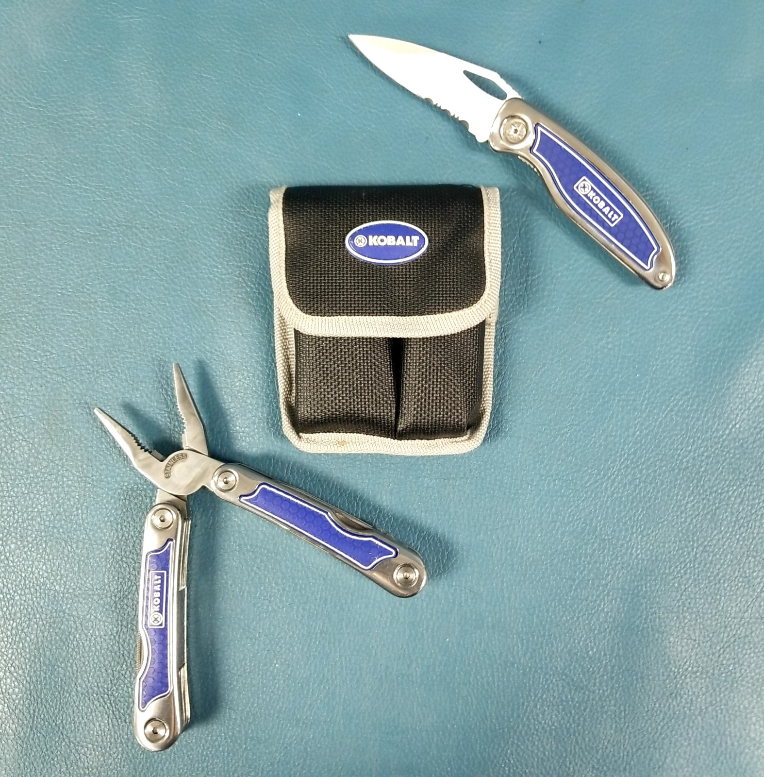 Kobalt Set Stainless Steel Folding Blade Pocket Knife + Multi-Pocket Tool w/Case
