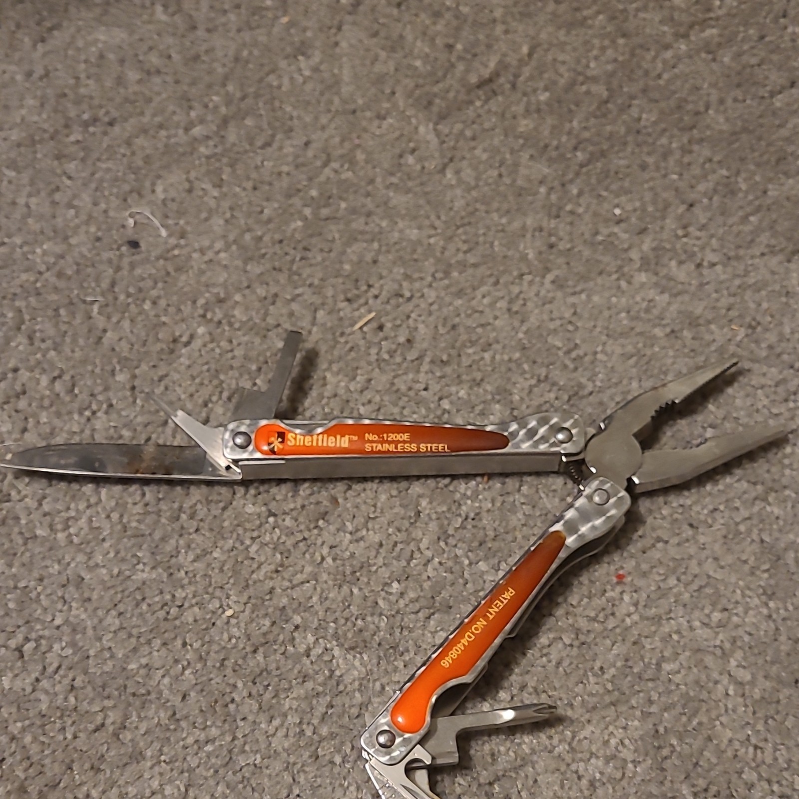 Sheffield No. 1200E Stainless Steel Multi-Tool Knife Plier Orange Silver