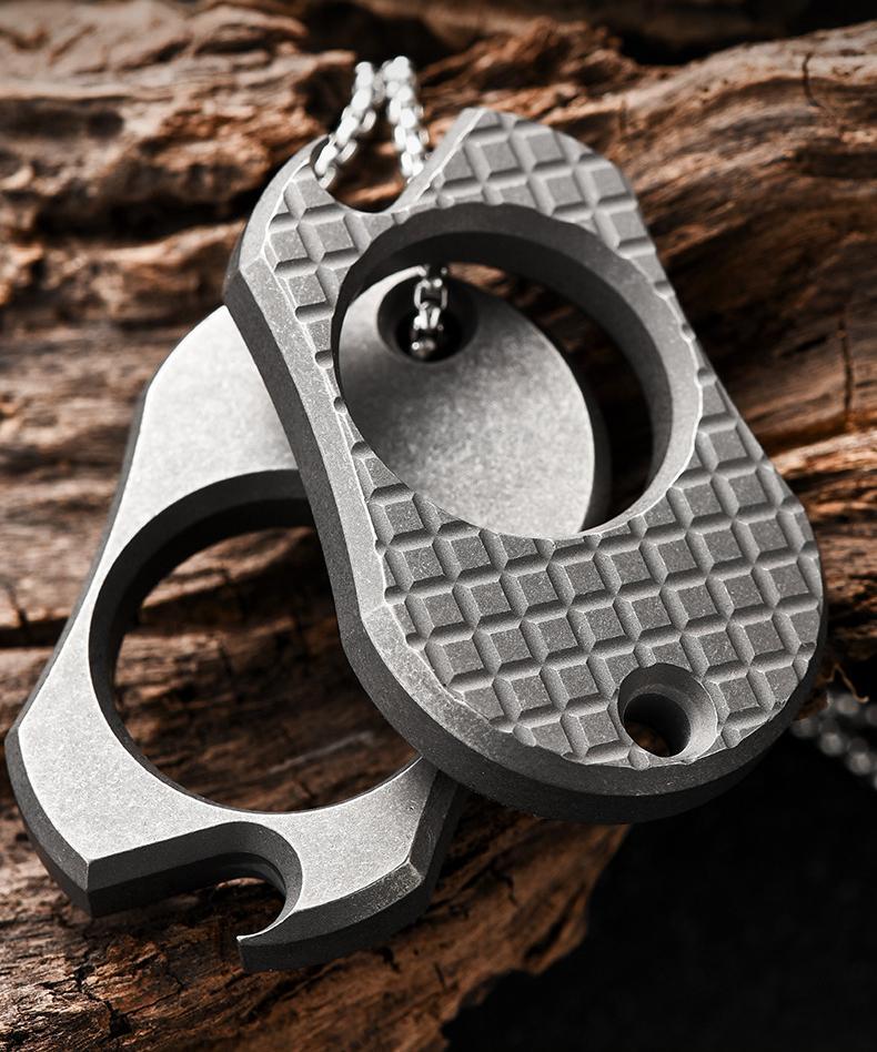 Titanium Bottle Opener EDC Keychain Necklace Pendant Outdoor EDC Multi Tool Gift