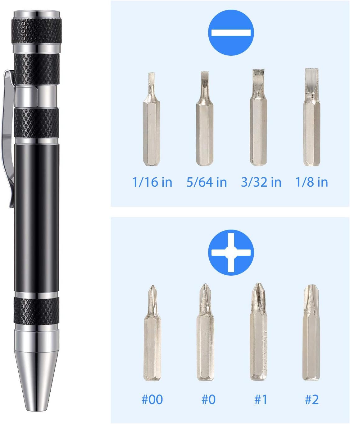Pen Screwdriver Fathers Day Dad Gifts Multitool Handy Tool 8 in 1 Magnetic Pocke