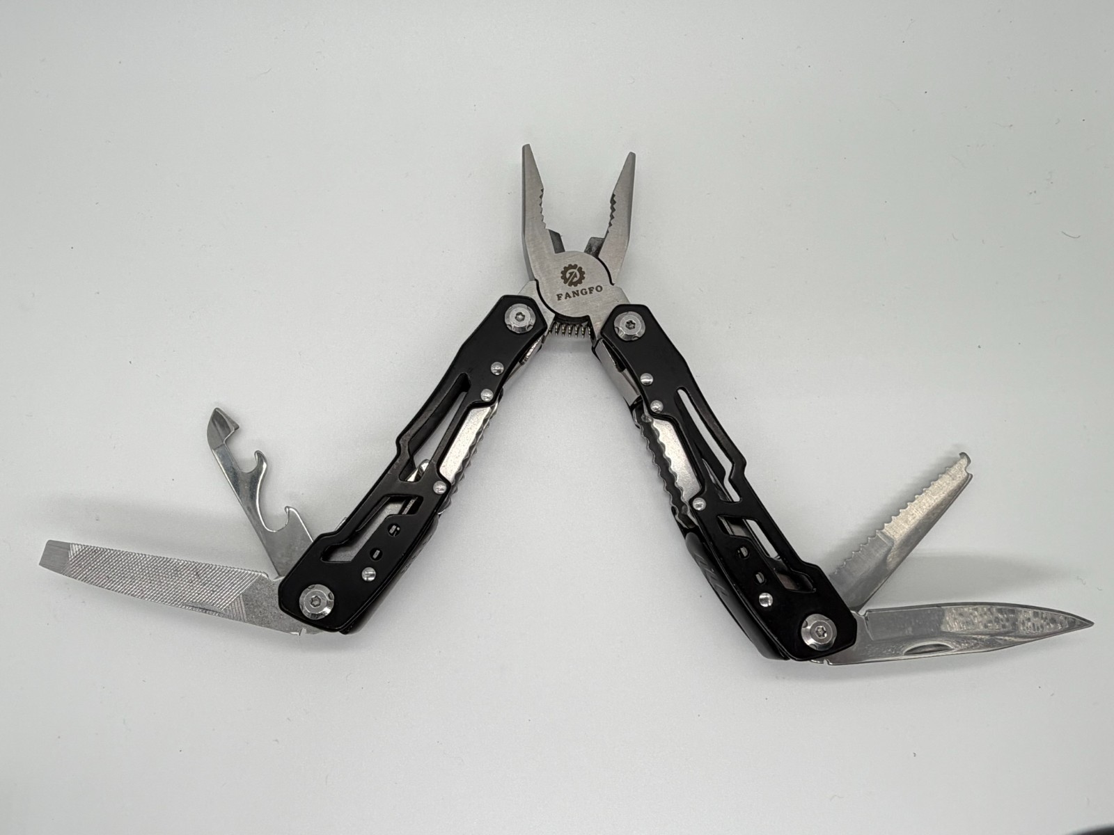 FANGFO 15-in-1 Multi-Tool Black Skeletonized Heavy Duty Pocket Pliers EDC Tool