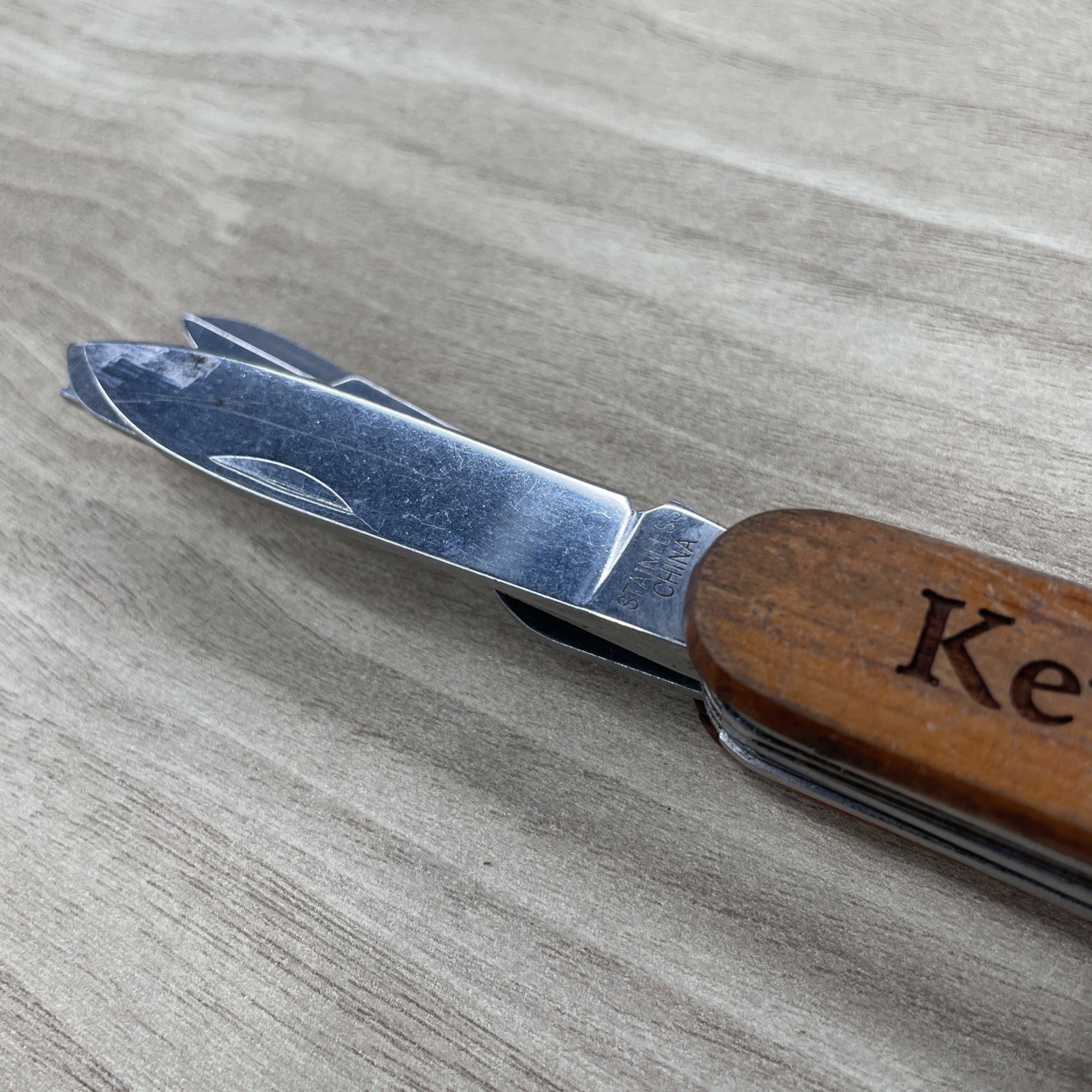 Multi Tool Pocket Knife wood handle Screwdriver, saw, scissors