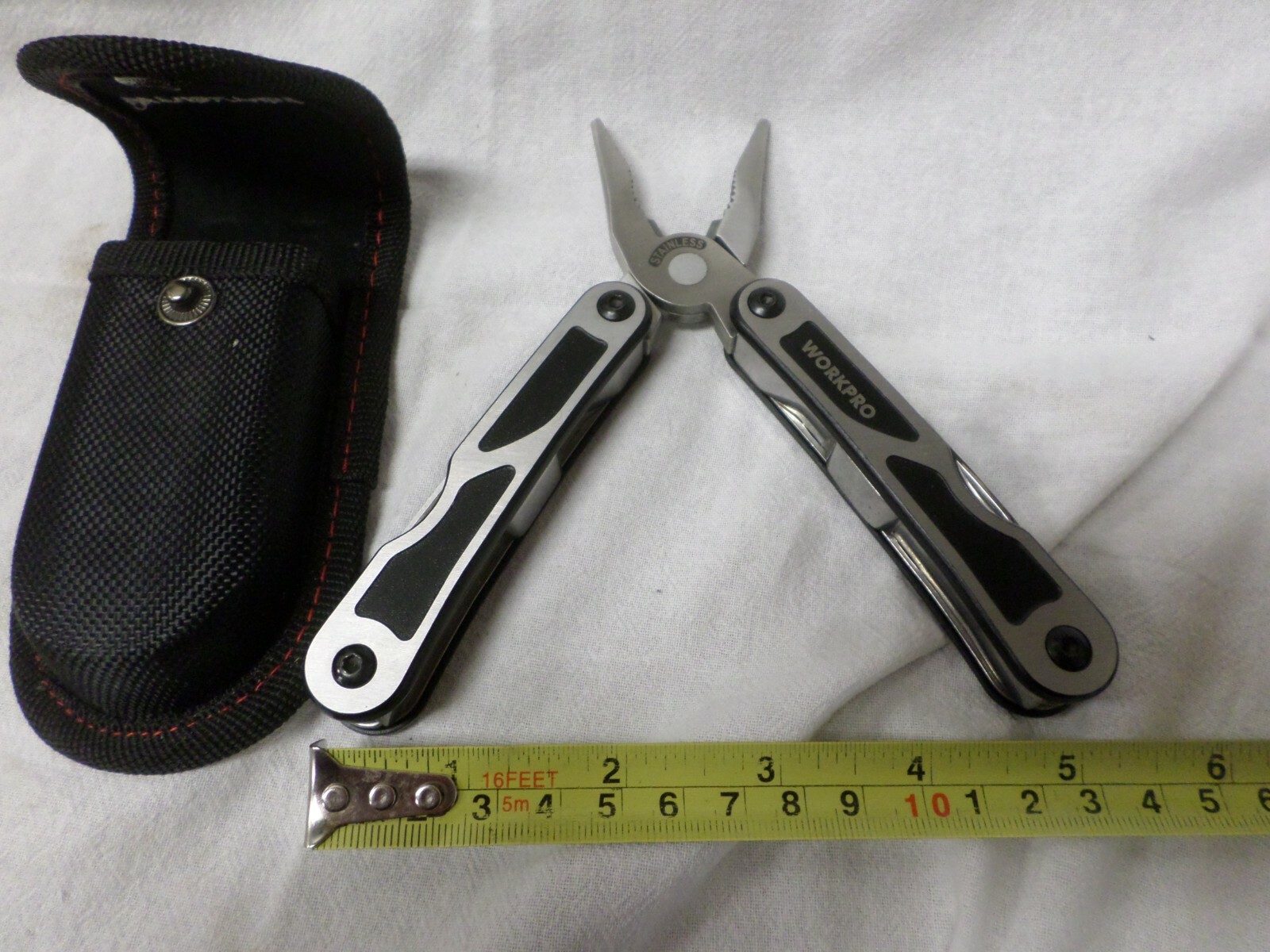 WorkPro Quick Draw Multi Tool Black and Silver Handle With Case
