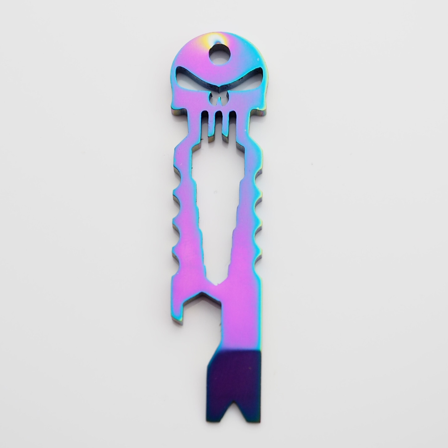 Skull Keychain Crowbar Hex Wrench Carabiner Clip Opener EDC – Neon & Black