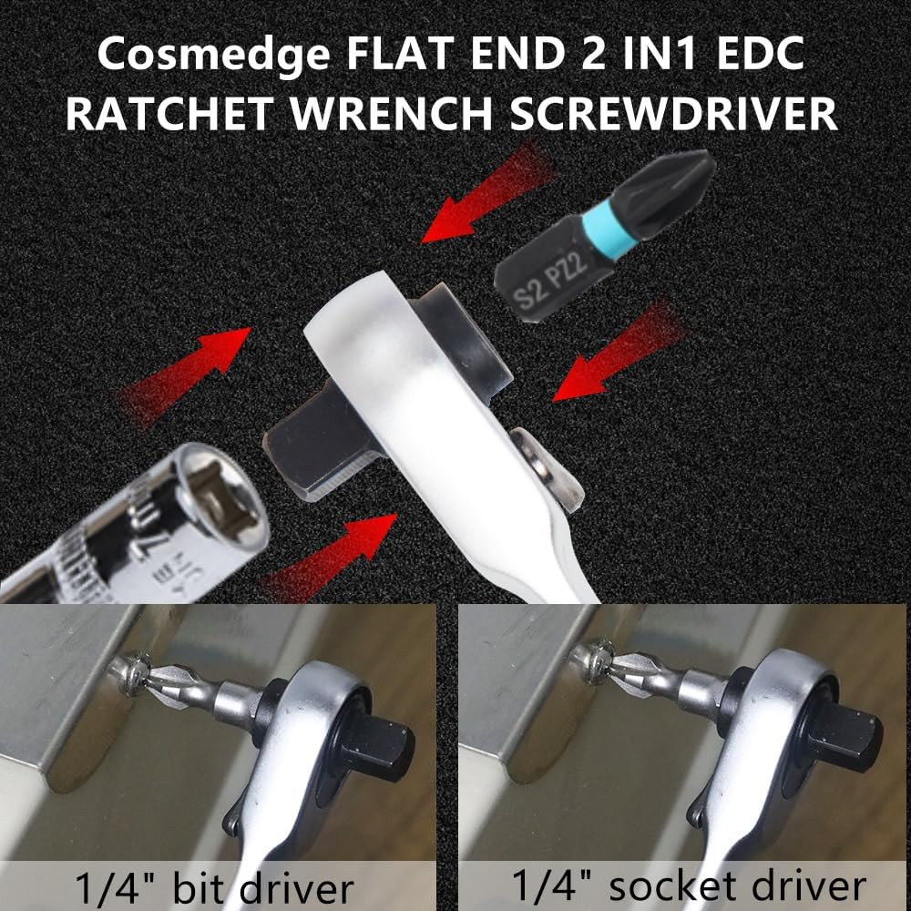 Flat End 2 In1 EDC Ratchet Wrench Screwdriver for LEATHERMAN Multitool Accessori