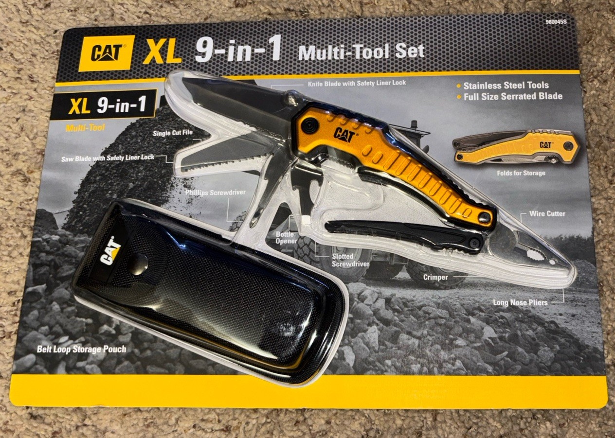 CAT XL 9-in-1 Multi-Tool Set, Stainless Steel Tools with Belt Loop Storage Pouch