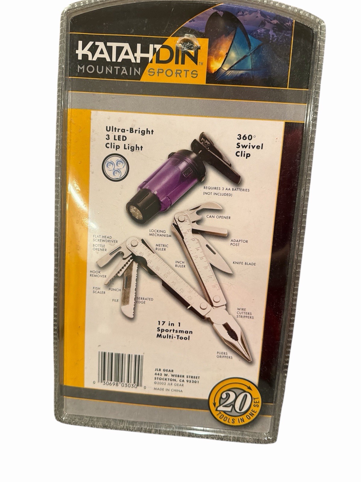 Katahdin Mountain Sports Sportsmen Tool & LED Survival Light 20 Tools in One NEW