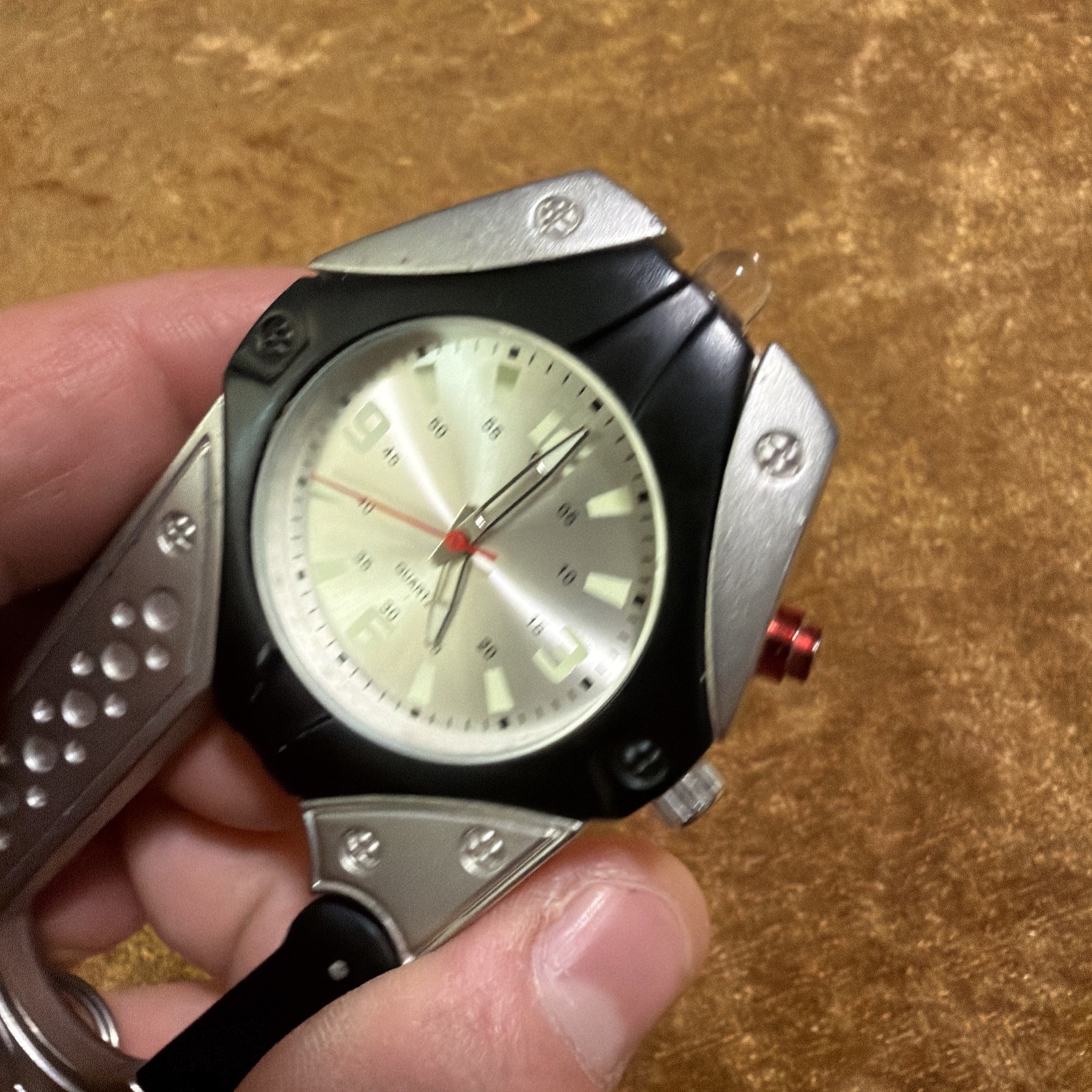 Dakota Multitool Carabiner Clip Watch Silver Tone Outdoor Hiking EDC Microlight