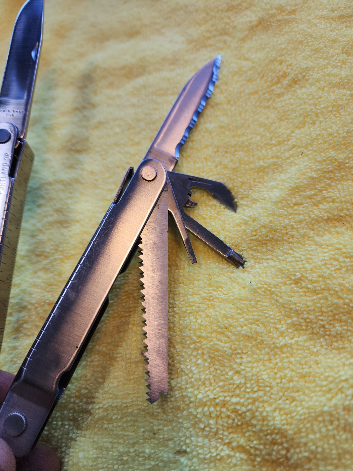 Vintage Leatherman Super Tool Pat Pending with Leather Sheath Super Nice