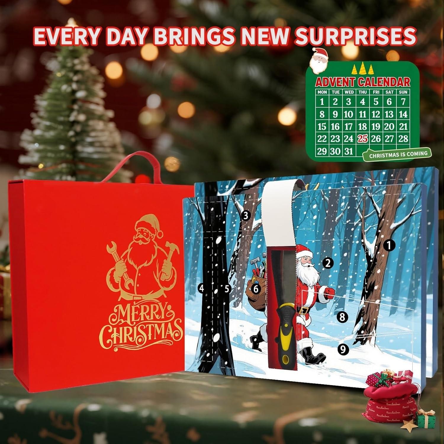2025 Hand Tool Advent Calendar With Storage Box for Adult Men,24 Days of Househo