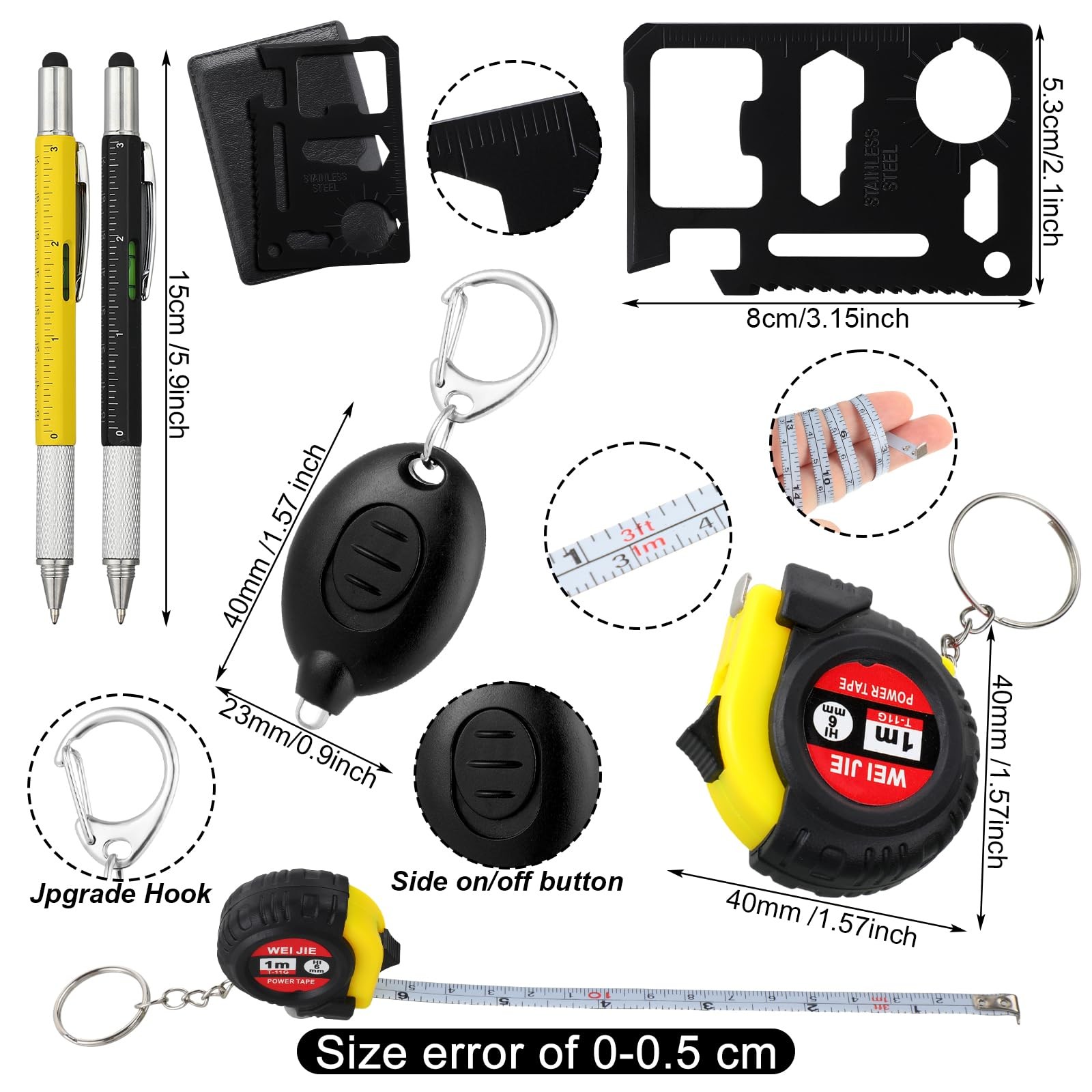 60 Pcs Mini Tape Screwdriver Keychain Set Multitool Pen Card Father’s Men Gif…
