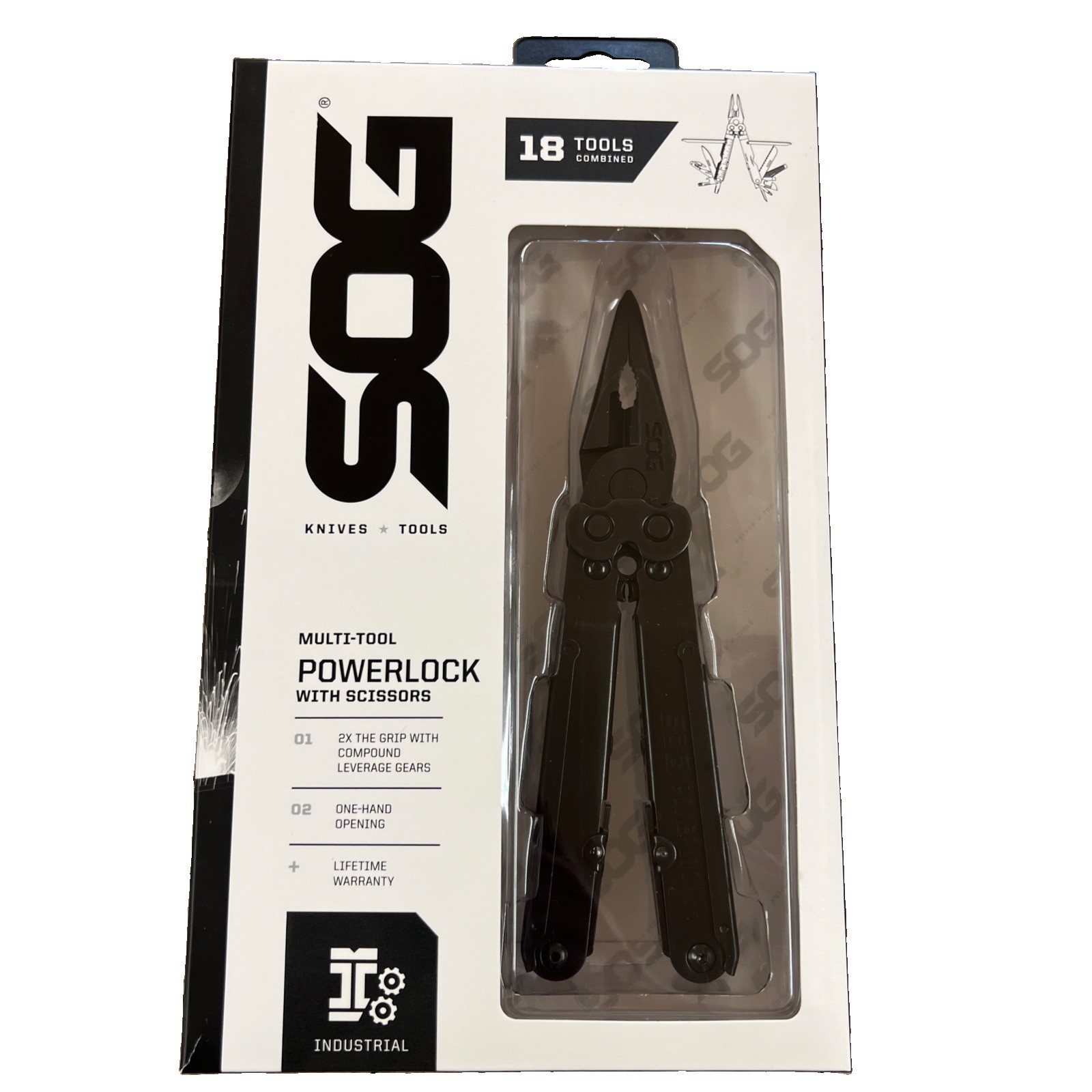 SOG Powerlock Multi-Tool With Scissors 18 Tools Combined – Brand New Sealed