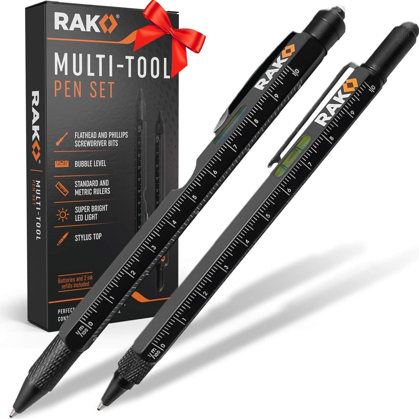 RAK 2-in-1 Multi-Tool Pen Set (2 Pack) Dad Christmas Gifts for Men – LED