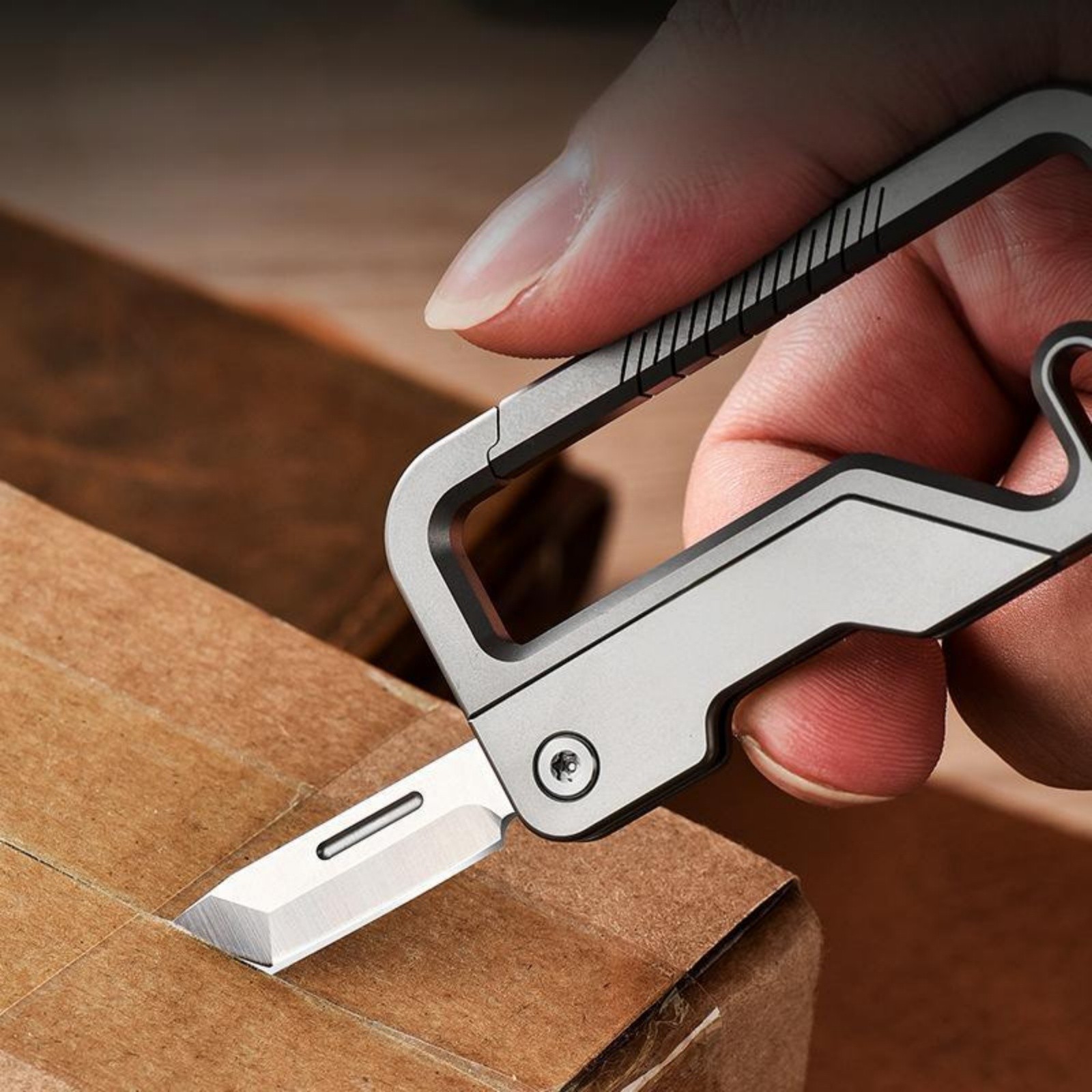 Titanium Alloy EDC Keychain Carabiner Multi Tool Outdoor Survival with Knife