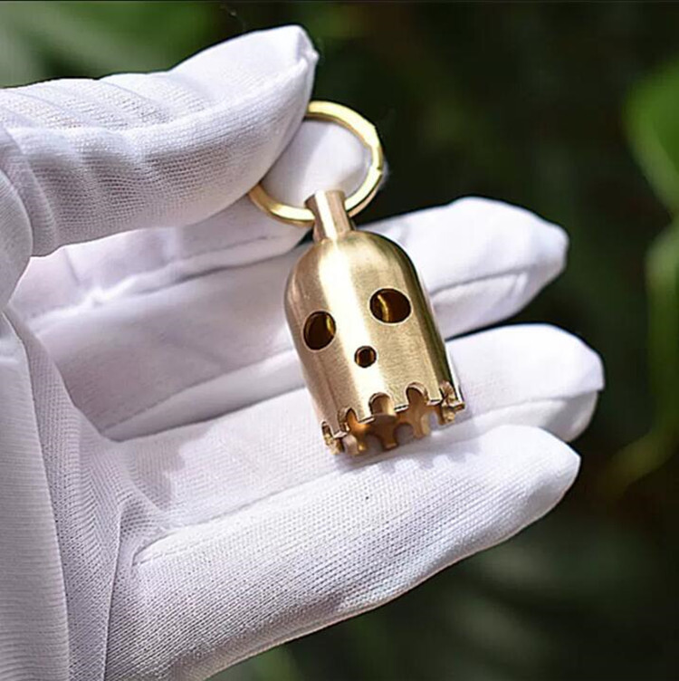 1PCS Small Brass Bell Wind Chime Rope Bead Penant Keychain EDC Pendant Ornament