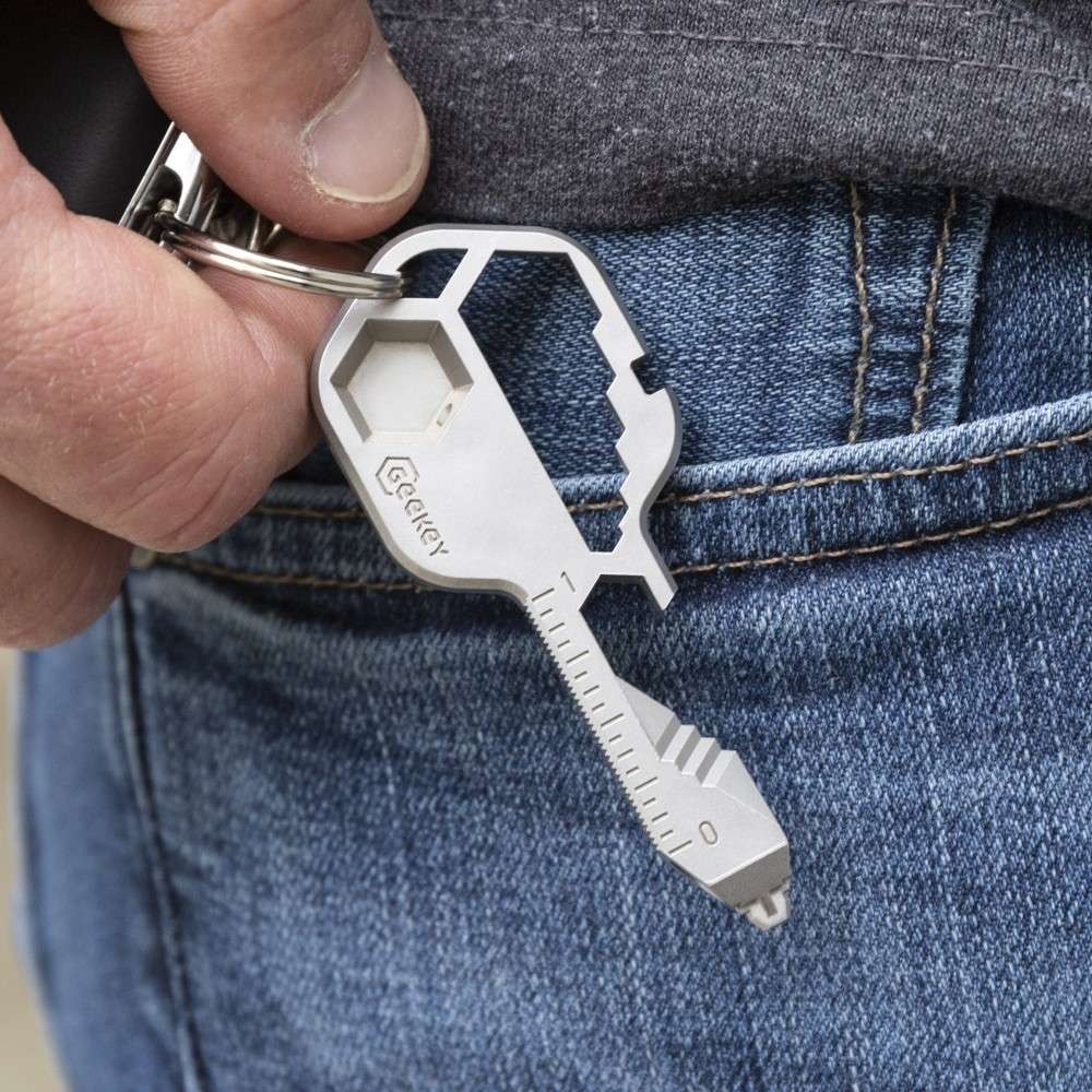 Key Shaped Pocket Multi- Tool Keychain | 420 Stainless Steel | 16+ Functions
