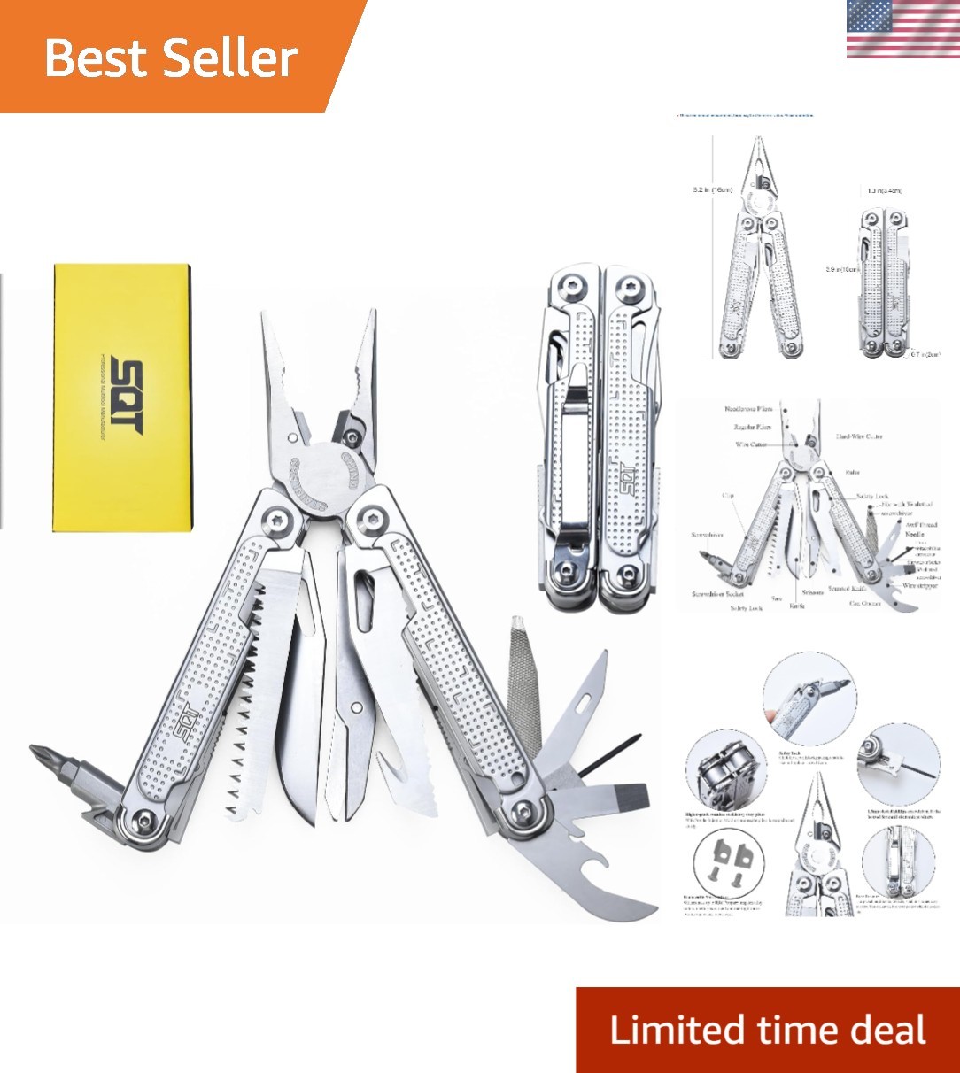 20-in-1 Professional Folding Multitool with Tungsten Alloy Tools – Compact Size