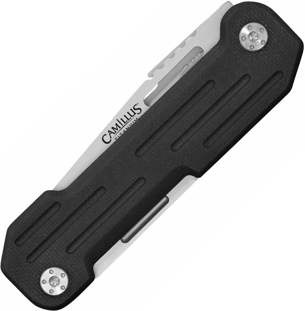 Camillus Multi Tool Pocket Knife Titanium Bonded 420 Steel Blade Blak G10 Handle