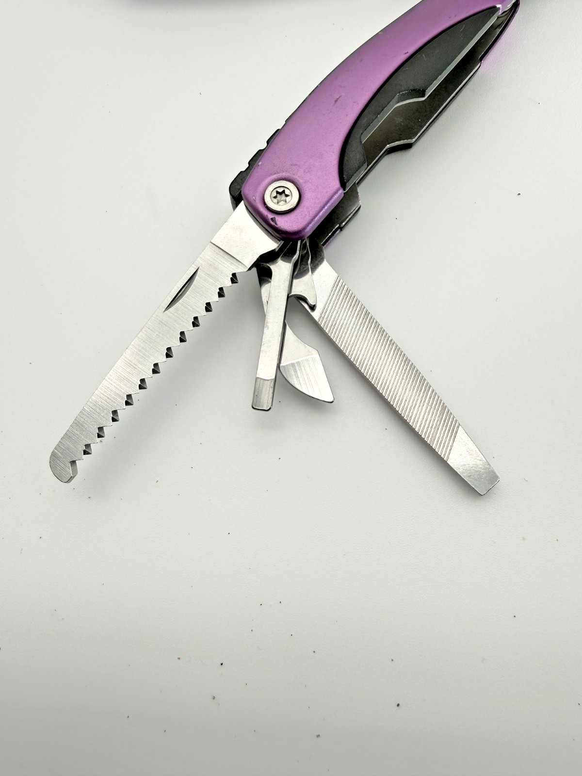 Mystik Multi Tool Pliers Knife Saw Screwdrivers File Purple Handle EDC