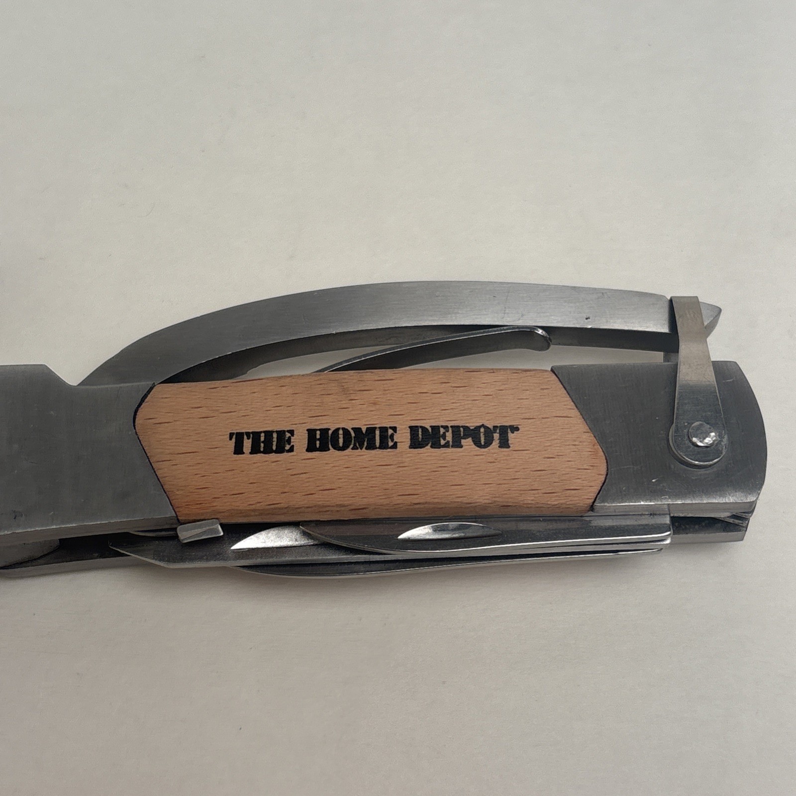 The Home Depot Wood Branded Mulitool Hammer Pliers Knife Saw File DIY Hunt Camp