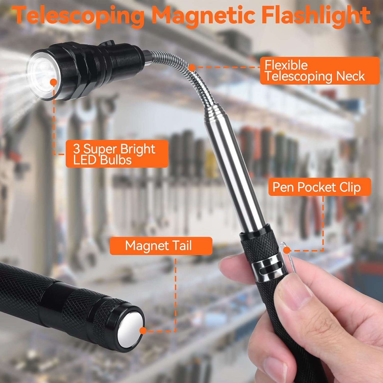 3-Pack Magnetic Telescoping Pickup Tool Set – Cool Gadget Gifts – Flexible Magne