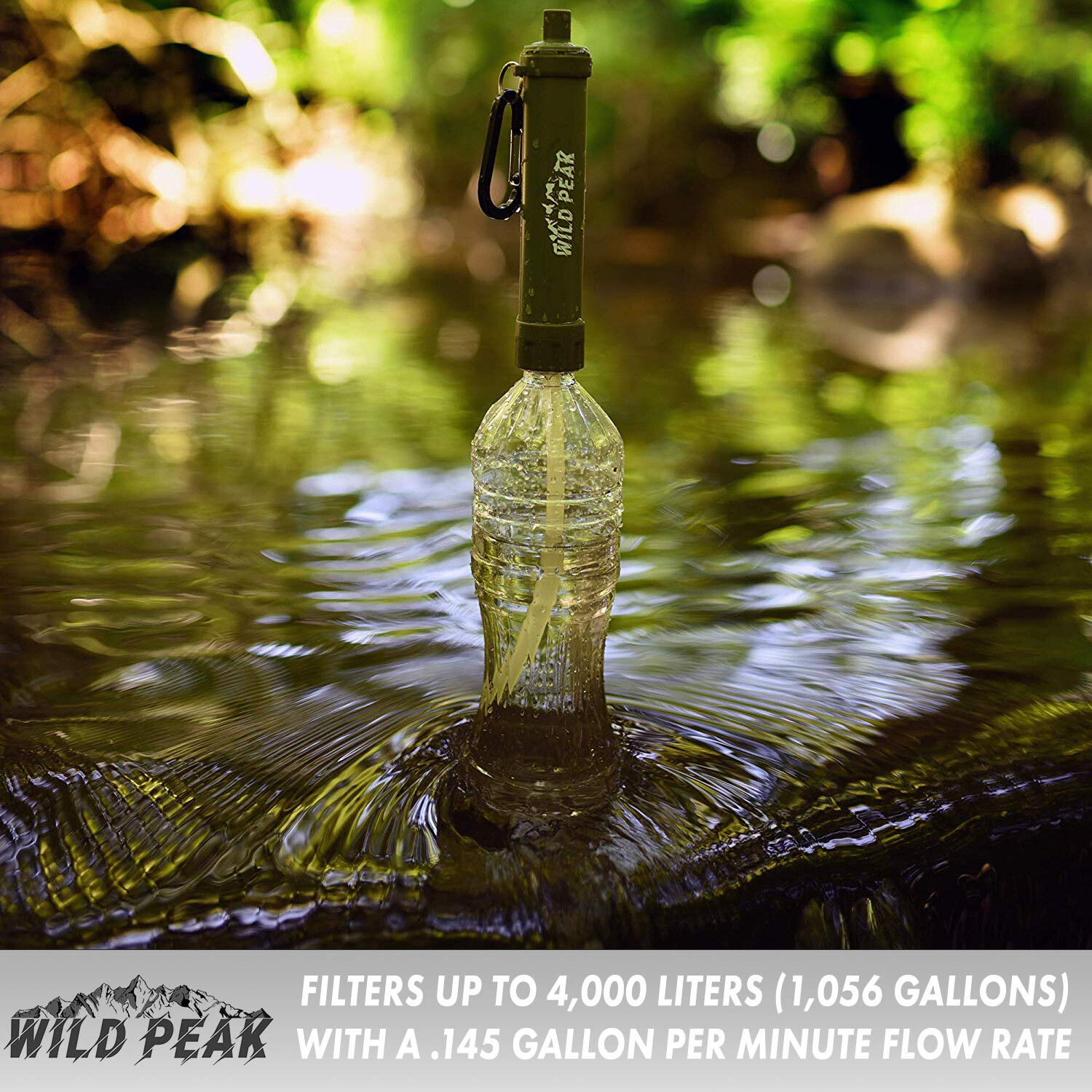 Wild Peak Prepare-1 Survival Kit with Water Bottle & Filter Straw for Camping