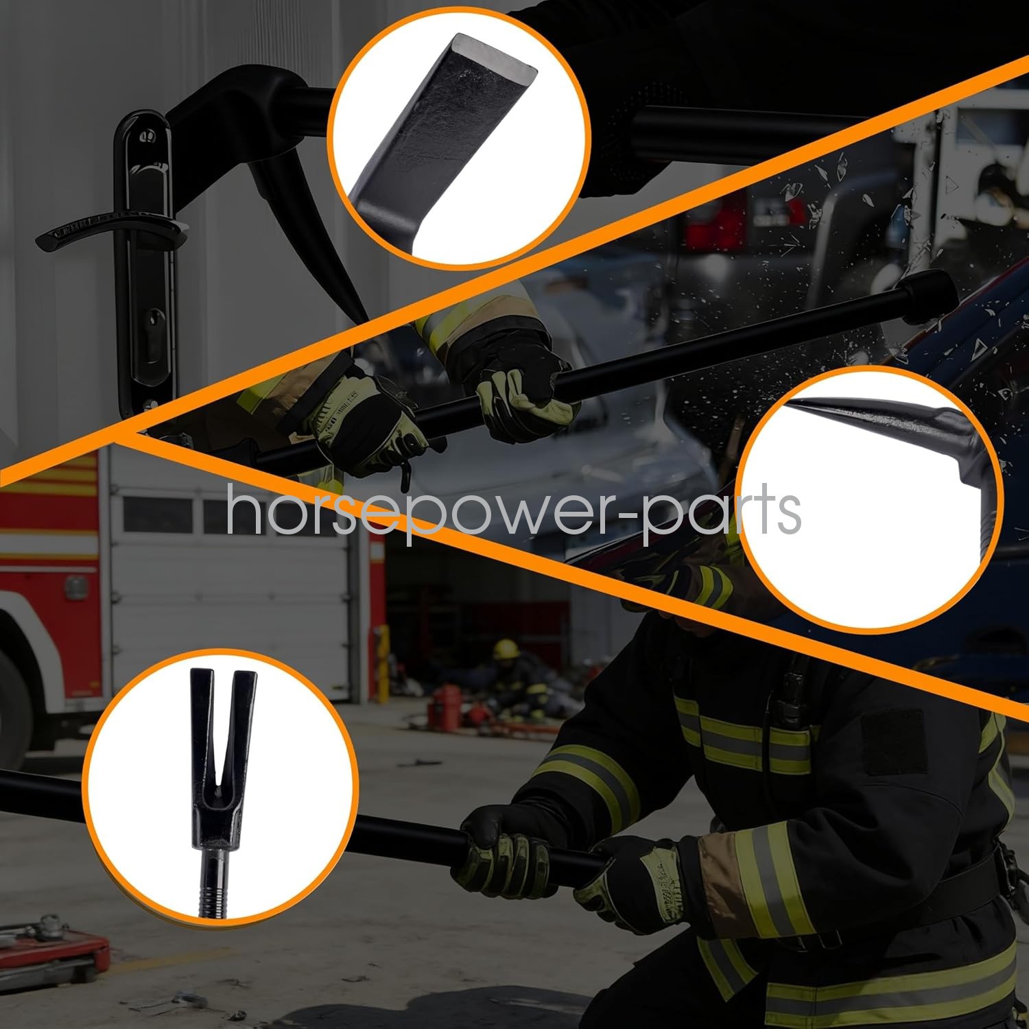 30″ Multi-Purpose Halligan Pry Bar, Firefighter Tool with Anti-Slip Rubber Grip