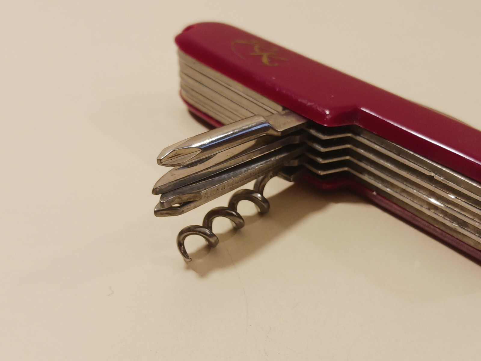 RK Logo Pocket Knife Multi-tool Stainless Steel Red Handle Camping Utility EDC