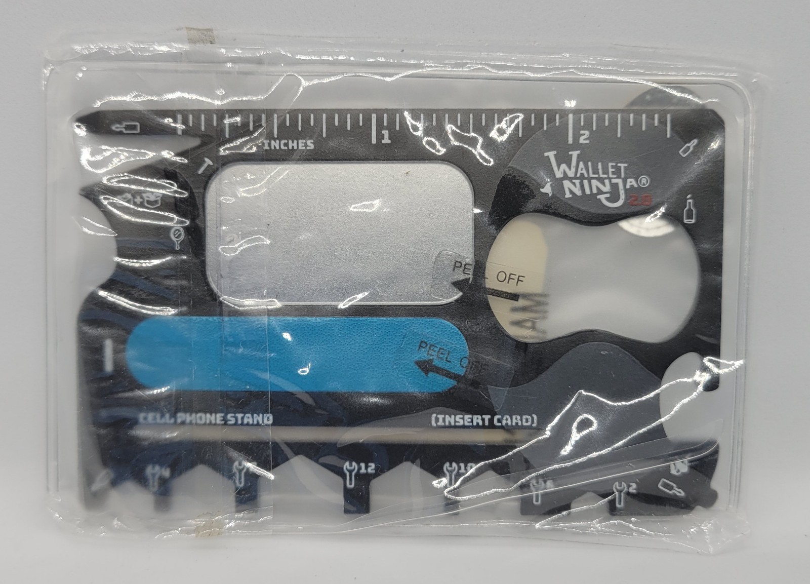 Wallet Ninja Multi-Tool Metal Card Black 15+ Tools Bottle Opener Screwdriver