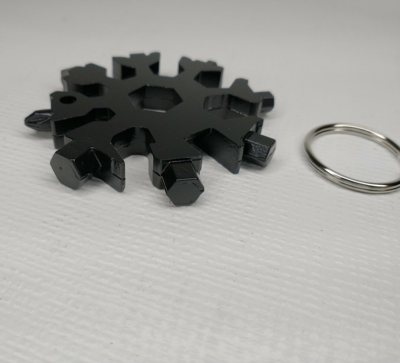 Black Snowflake Multi Tool Keychain Key Ring Gift Idea
